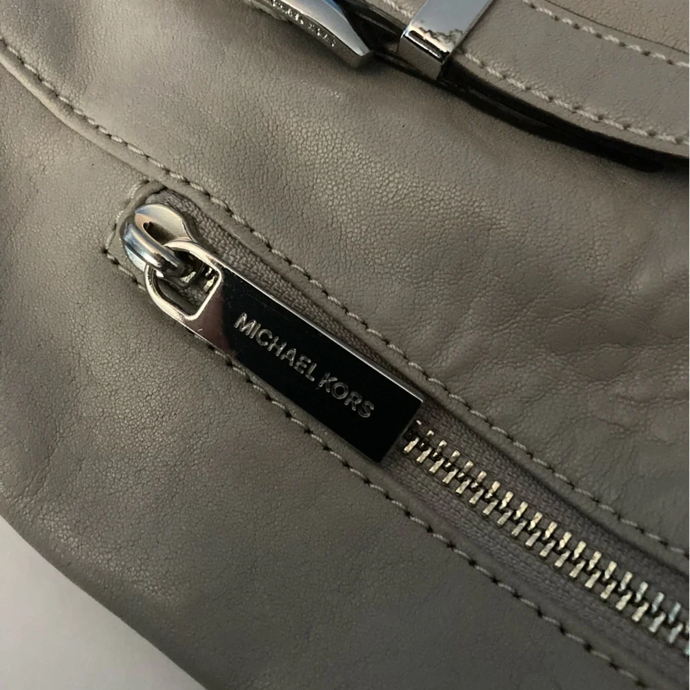 Michael Kors Gray leather bag with studded handles and Shoulder strap
